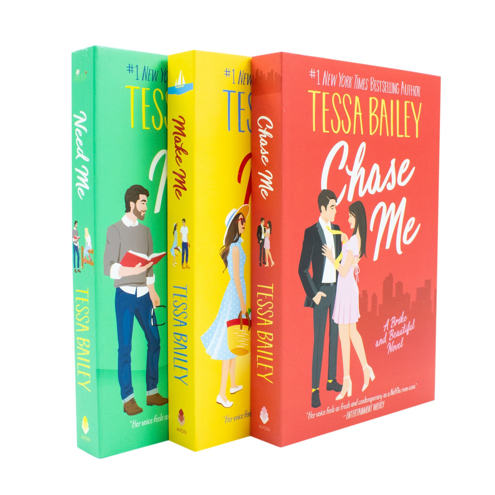 Broke and Beautiful Series 3 Books Collection Set by Tessa Bailey - Chase Me, Need Me, Make Me paperback set