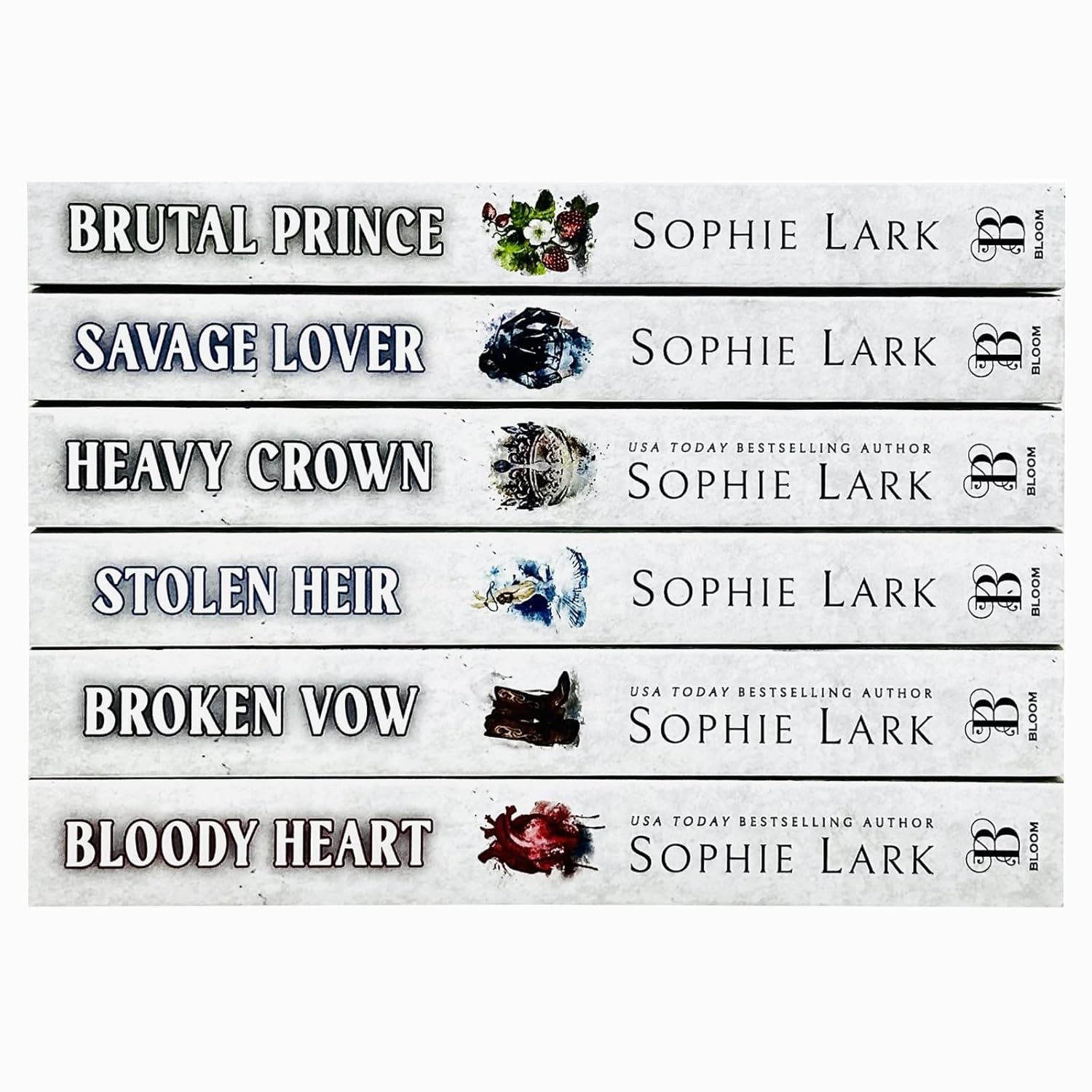Brutal Birthright Series by Sophie Lark paperback book set showing all six titles stacked together