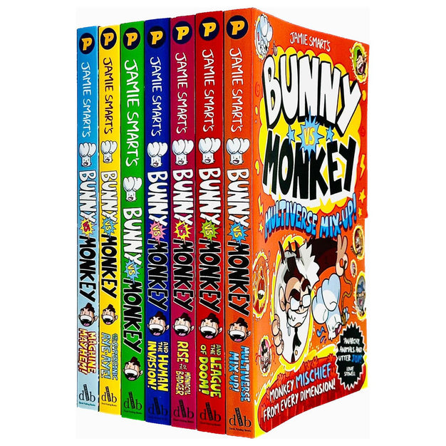 Bunny vs Monkey 7 Books Collection Set by Jamie Smart, including League of Doom and Machine Mayhem - paperback comics for ages 7-9