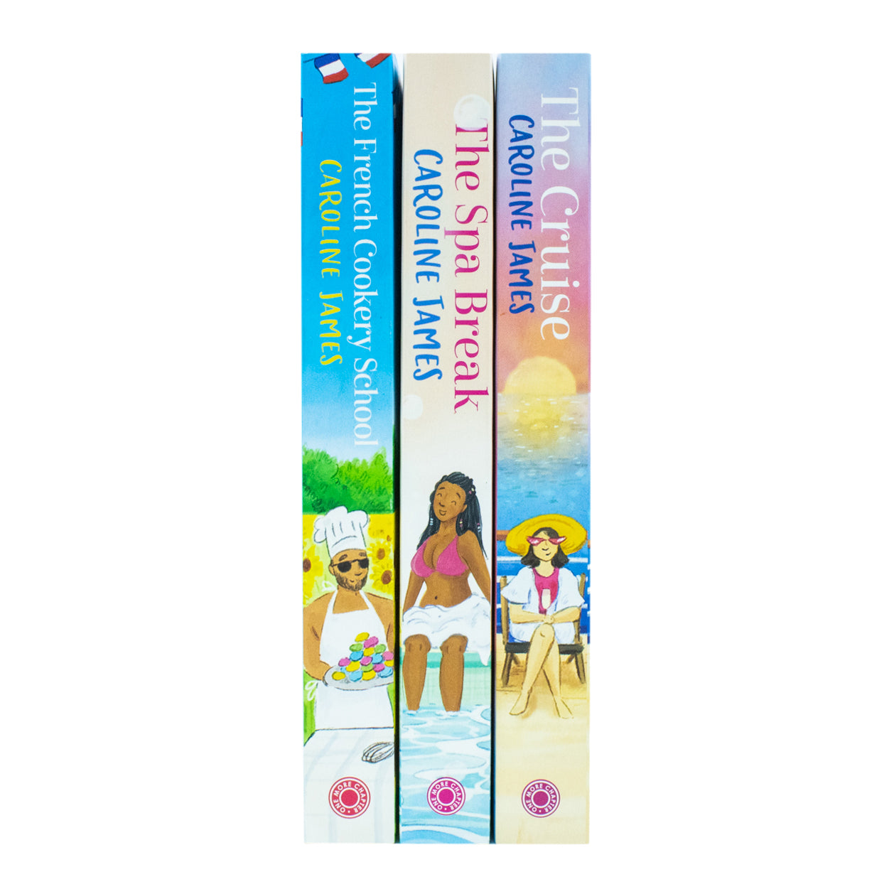 Caroline James 3 Book Collection Set - The French Cookery School, The Cruise & The Spa Break - Paperback spine detail