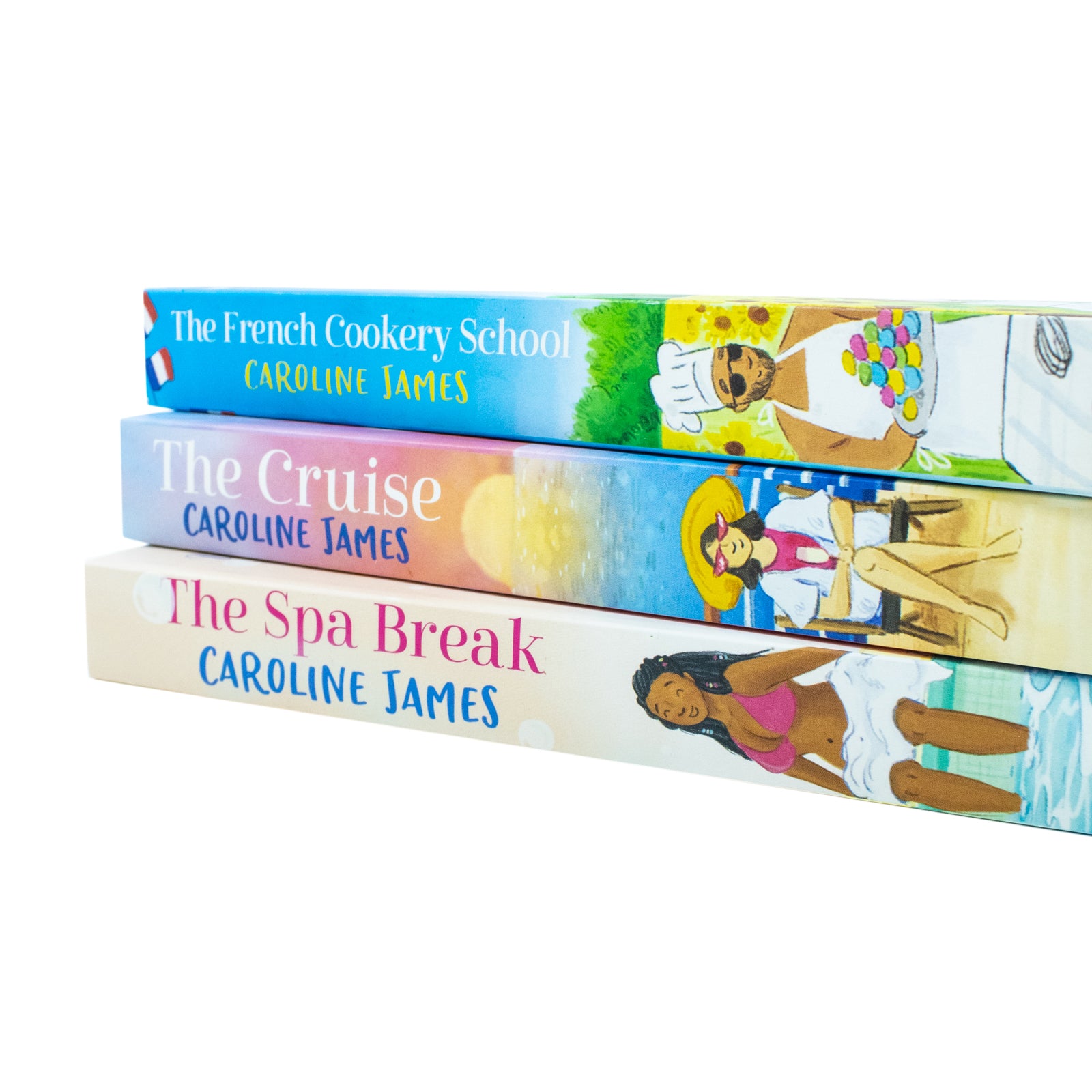 Caroline James 3 Book Collection Set - The French Cookery School, The Cruise & The Spa Break - Paperback stacked books