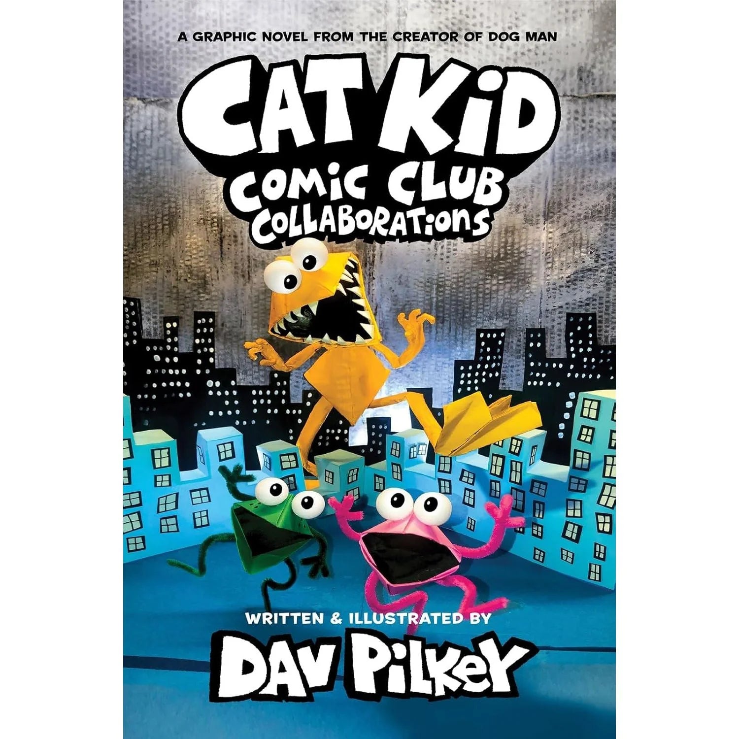 Cat Kid Comic Club 4: Collaborations by Dav Pilkey - hardback graphic novel front cover, ages 7+