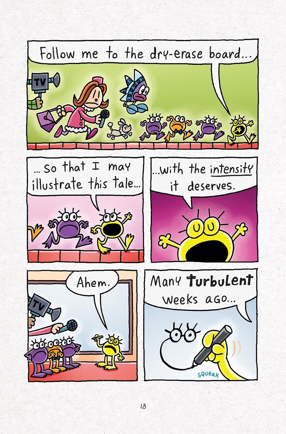Cat Kid Comic Club 5: Influencers by Dav Pilkey - mini comic pages Frogzilla vs Mechafrogzilla