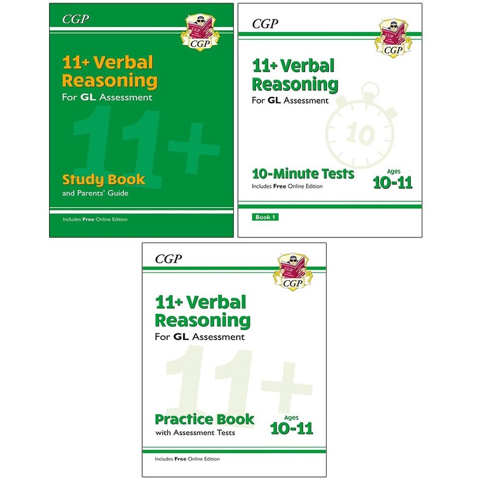 CGP 11+ Verbal Reasoning 3 Books Collection Set - Study Book, Practice Book & 10-Minute Tests - Ages 10-11 Paperback - front cover