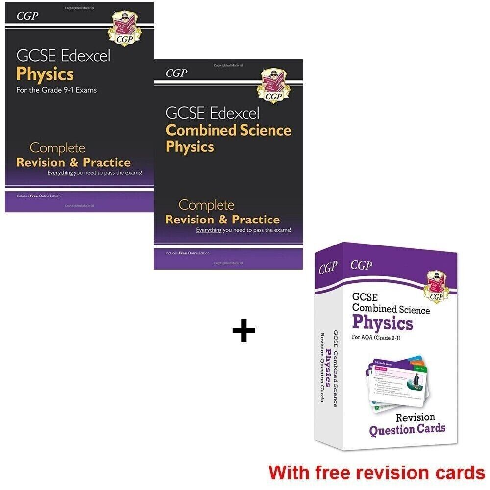 CGP GCSE Edexcel Physics Complete Revision & Practice - 2 paperback guides plus free revision cards, ages 14-16