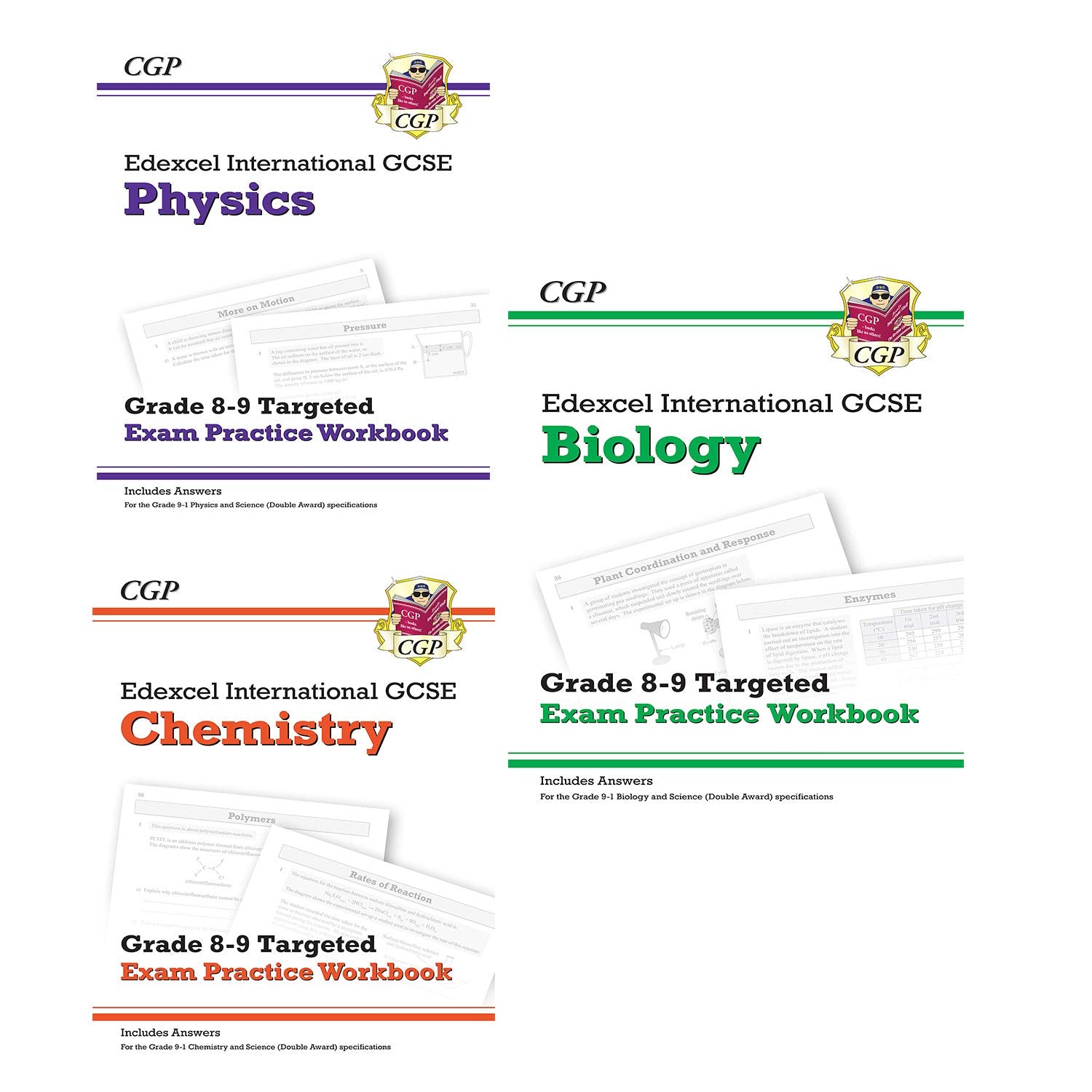 CGP IGCSE 9-1 Edexcel International GCSE Chemistry, Biology and Physics 3 Book Collection Set - Grade 8-9 Paperback Workbooks