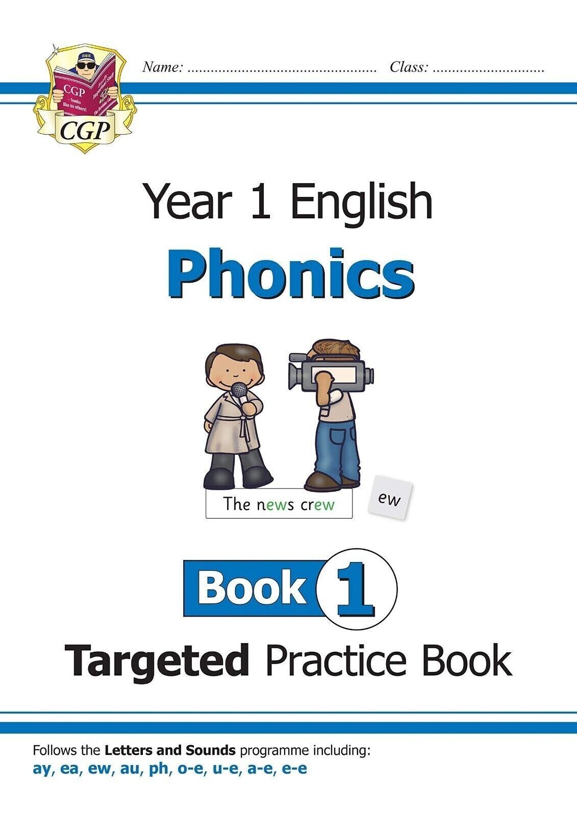 CGP KS1 English Year 1 Phonics Targeted Practice Book 1 cover, paperback, Letters and Sounds programme