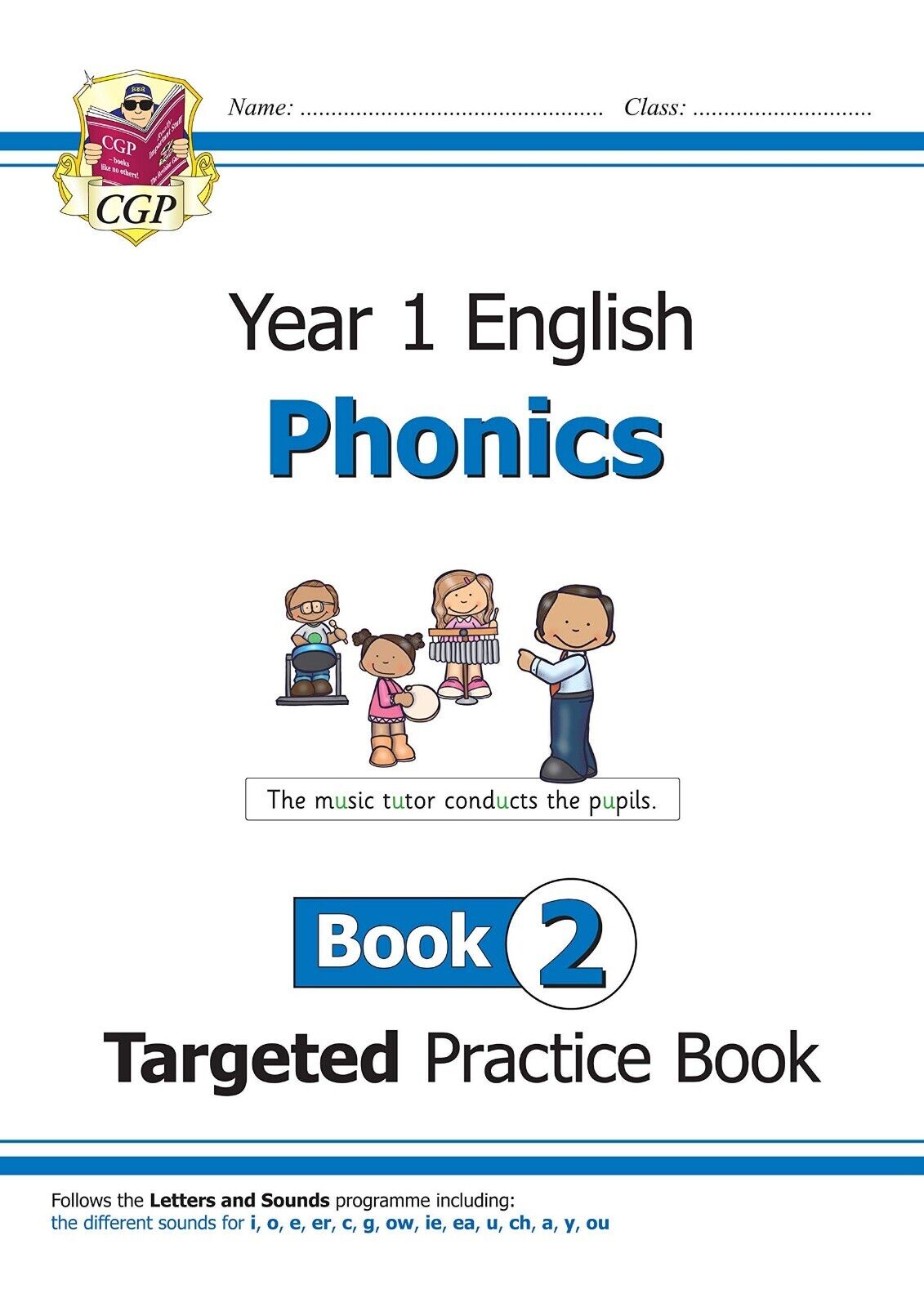CGP KS1 English Year 1 Phonics Targeted Practice Book 2 cover, paperback, Year 1 phonics workbook