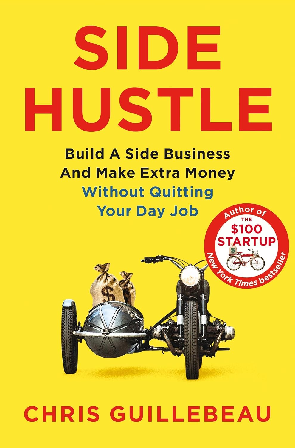 Chris Guillebeau paperback book set showing Side Hustle, The $100 Startup and The Happiness of Pursuit covers