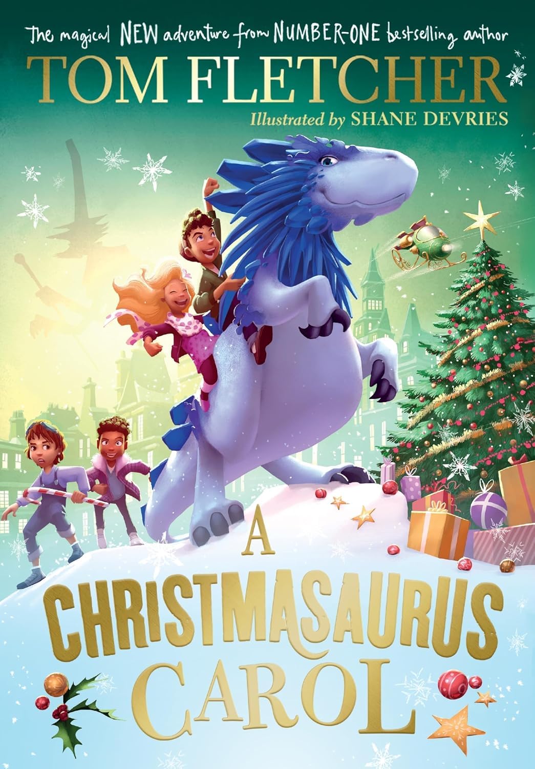 The Christmasaurus and the Naughty List by Tom Fletcher - paperback book cover, ages 8-12