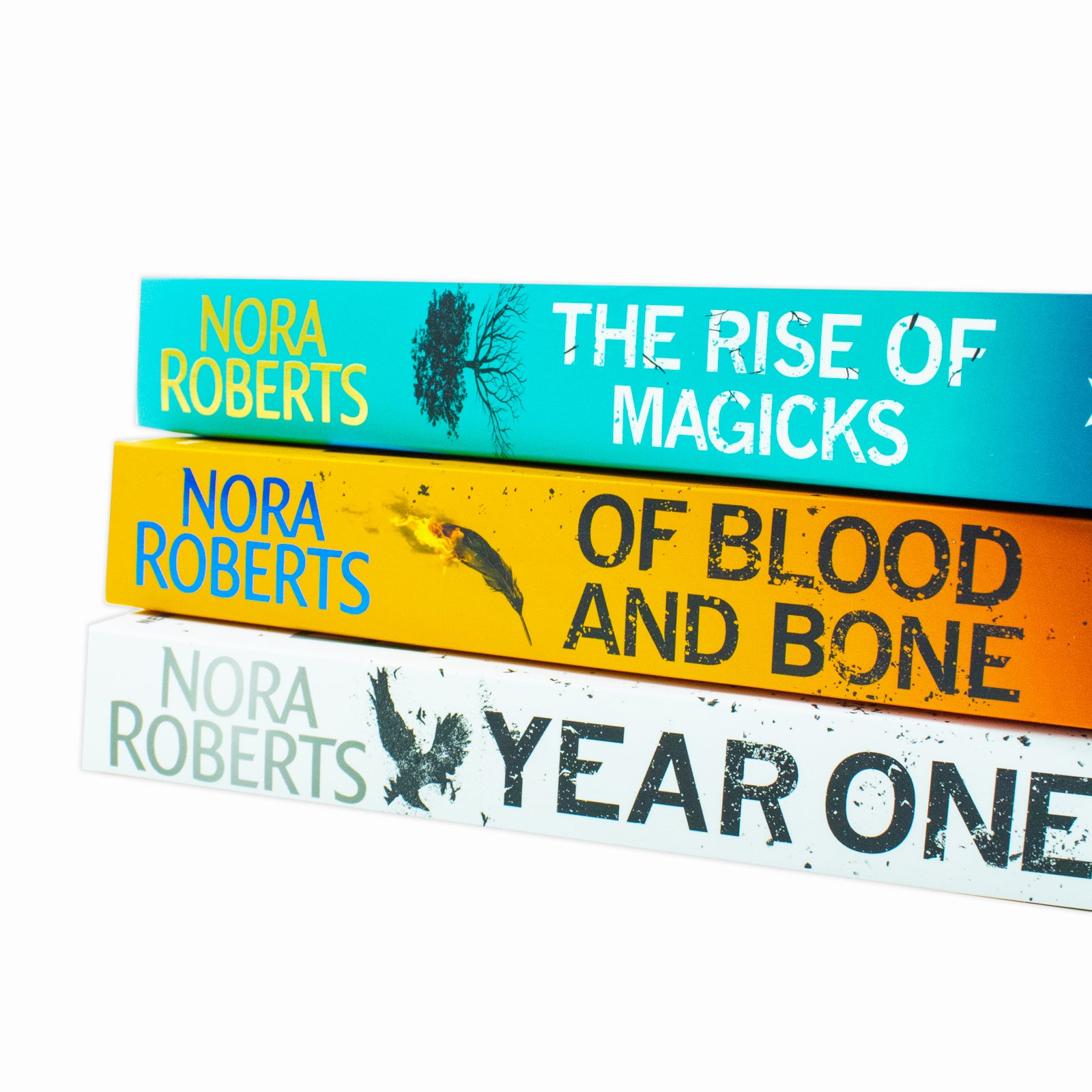 Chronicles of The One 3 book set by Nora Roberts - dystopian fantasy paperback collection close-up
