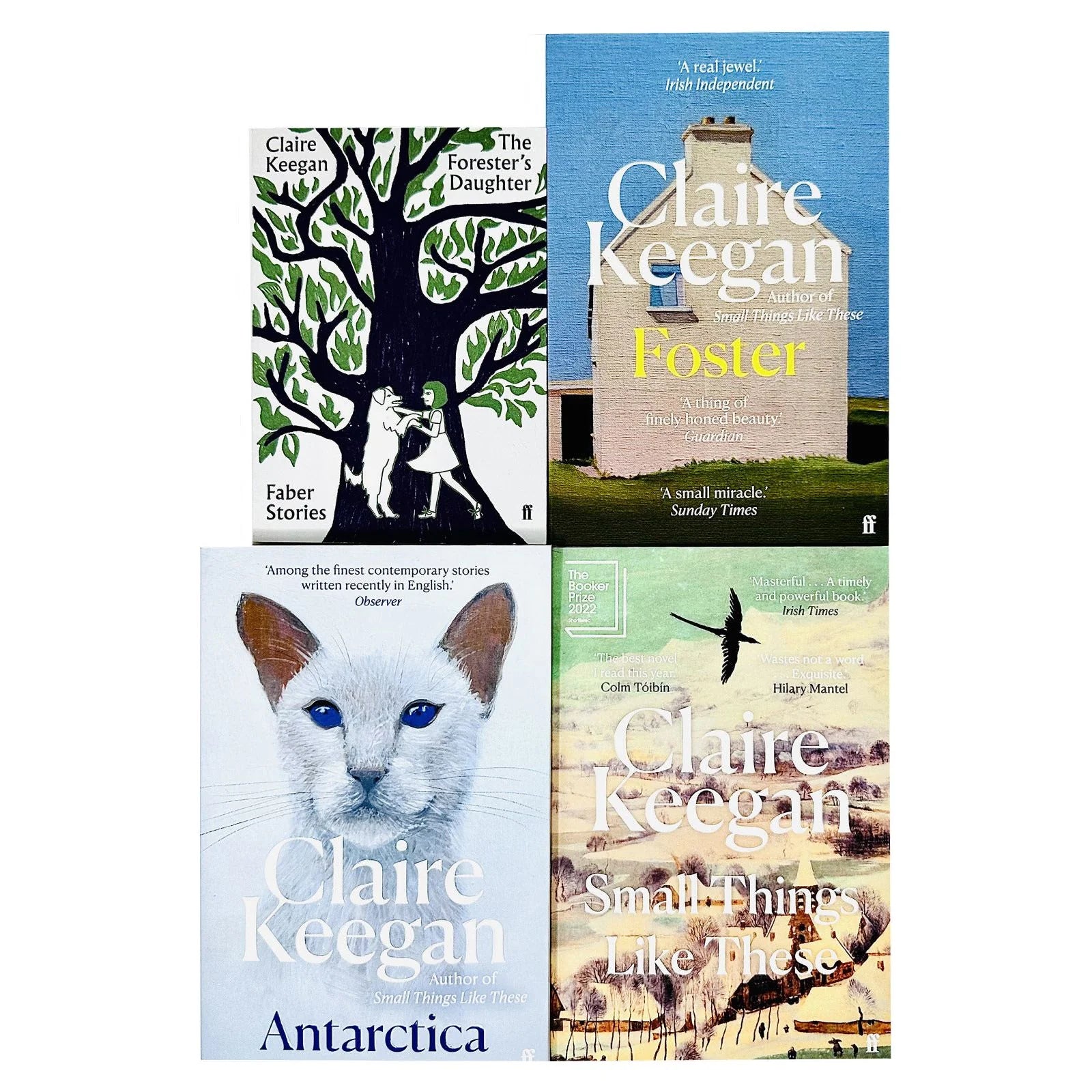Claire Keegan paperback book covers - Antarctica, The Forester's Daughter, Foster, Small Things Like These