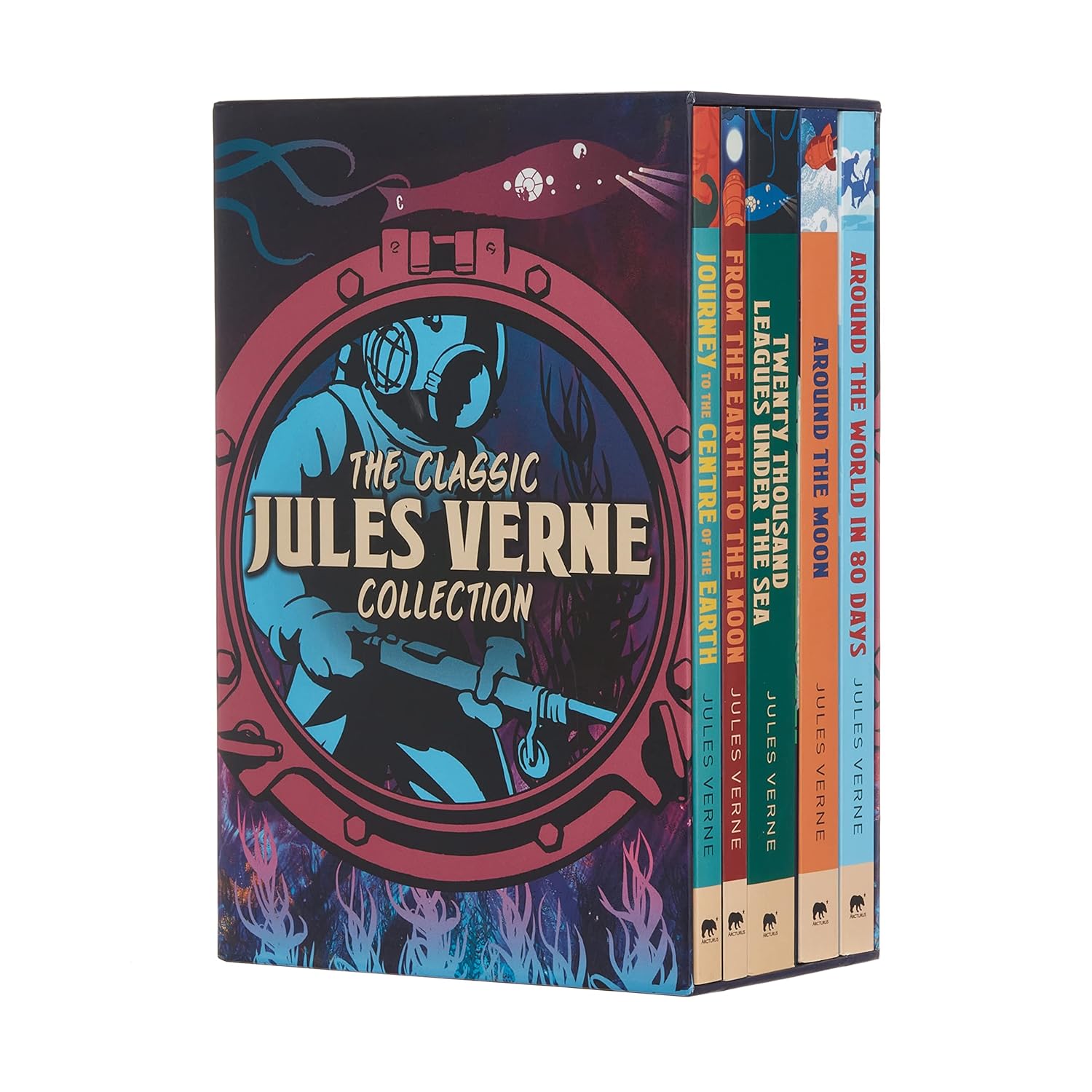 The Classic Jules Verne Collection 5-Book Paperback Box Set by Jules Verne - front cover of boxed set
