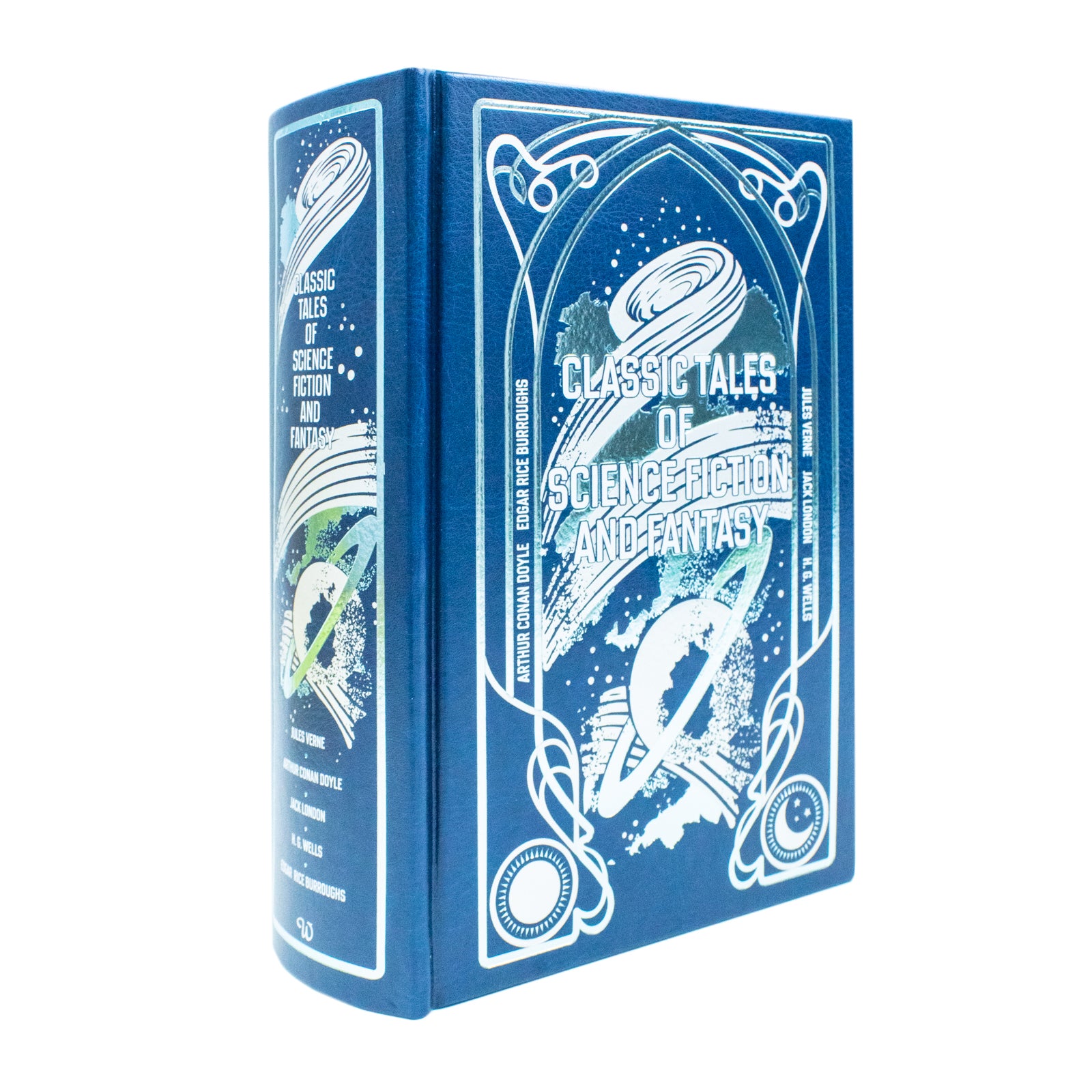 Classic Tales of Science Fiction and Fantasy leather-bound anthology by Edgar Rice Burroughs, H. G. Wells, Jules Verne, Arthur Conan Doyle and Charlotte Perkins Gilman