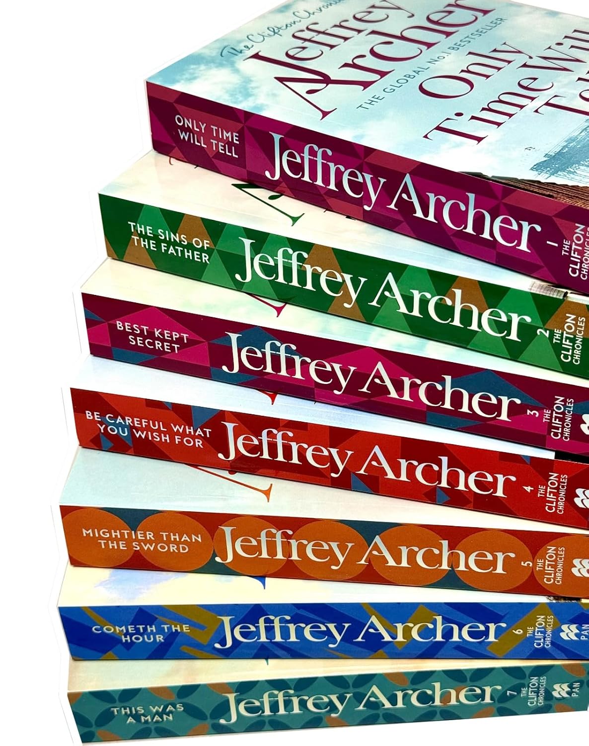 The Clifton Chronicles by Jeffrey Archer 7 Books Collection Set - Paperback books stacked together