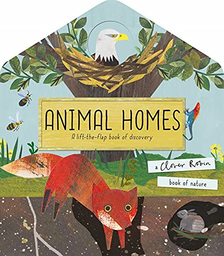 A Clover Robin Book of Nature lift-the-flap board book set showing Bird House, Bug Hotel and Animal Homes titles