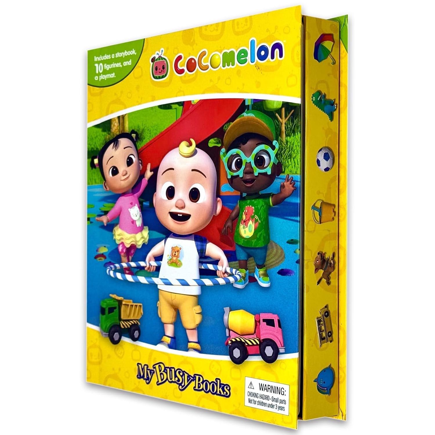 Cocomelon My Busy Books board book set cover with storybook, 10 figurines and playmat for ages 3-5