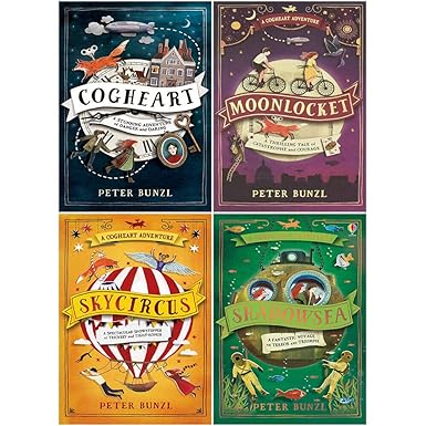 The Cogheart Adventures 4 Books Collection Set by Peter Bunzl - steampunk paperback series cover, ages 9-12