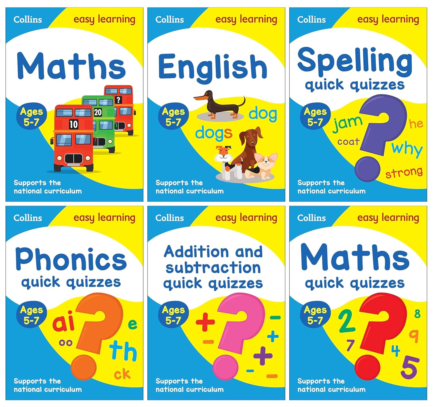 Collins Easy Learning Starter Set 6 Books Collection - Maths, English, Spelling and Phonics practice books for Ages 5-7, Paperback
