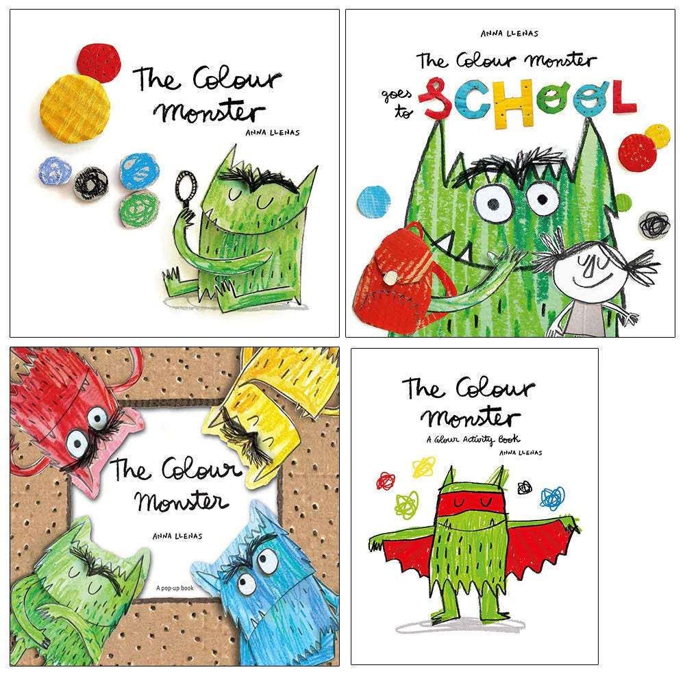 The Colour Monster 4 Book Collection Set by Anna Llenas - includes picture book, activity book, school story and pop-up book, Ages 2-4, mixed format