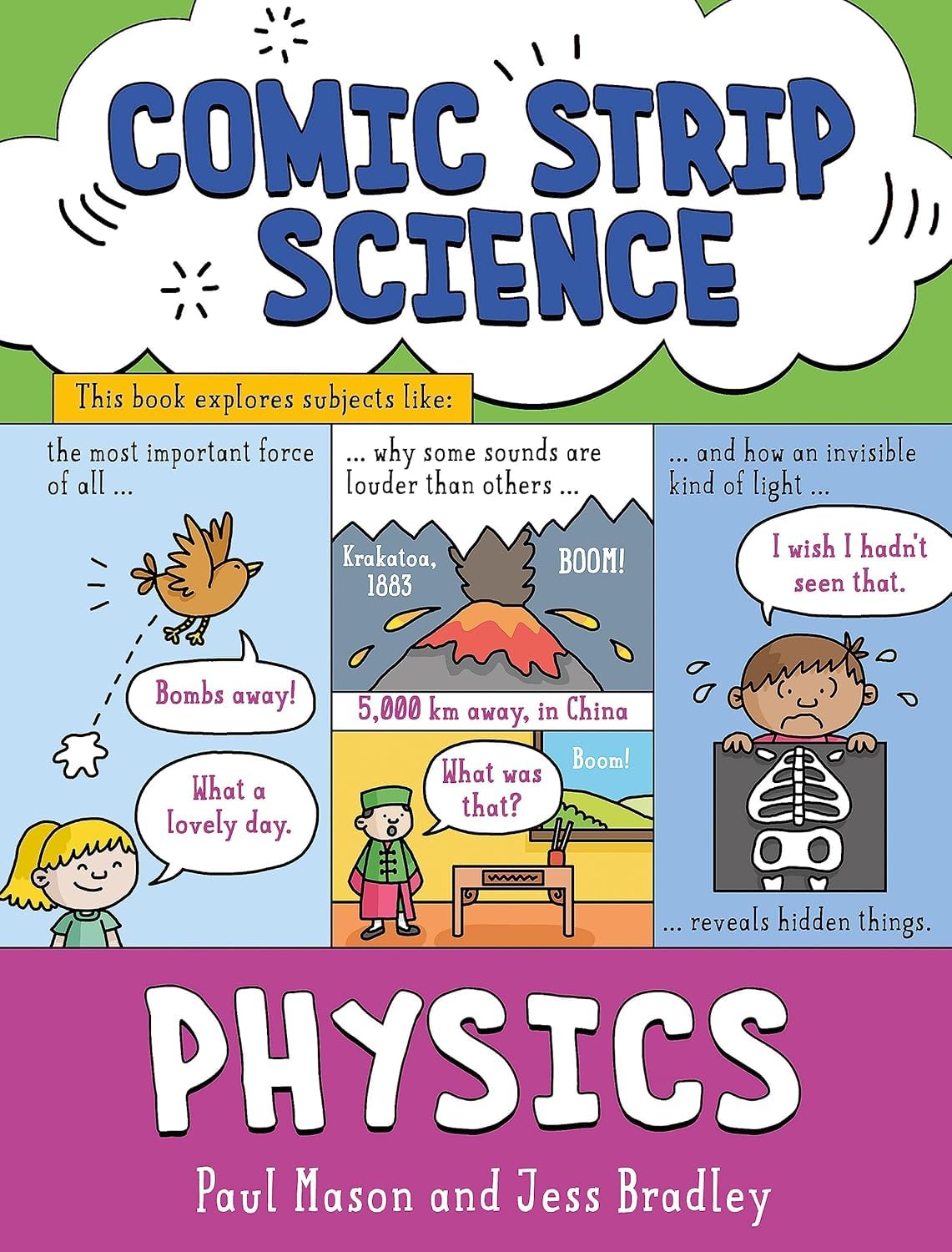 Comic Strip Physics paperback book cover by Paul Mason - Comic Strip Science series for ages 7-9