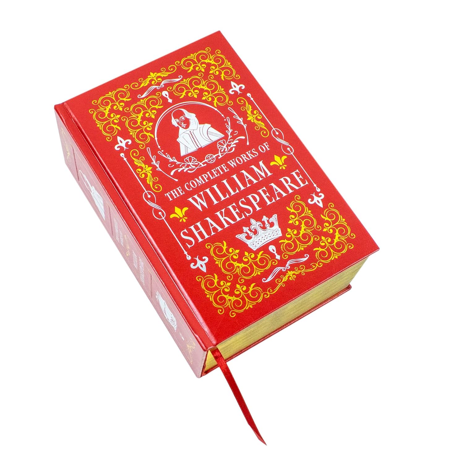 Complete Works of William Shakespeare deluxe leather bound edition open pages showing text