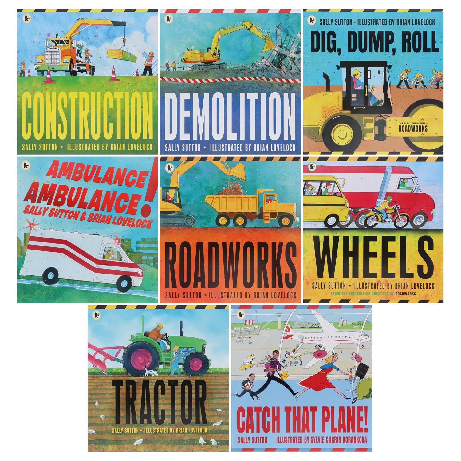 Construction Crew series by Sally Sutton 8 picture books paperback collection set cover, ages 2-6