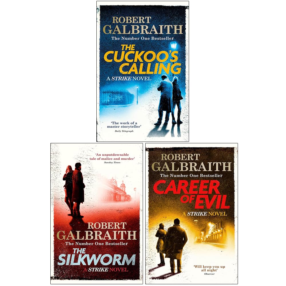 Cormoran Strike Series 3 Books Collection Set by Robert Galbraith - The Cuckoo's Calling, The Silkworm, Career of Evil - Adult Crime Paperback