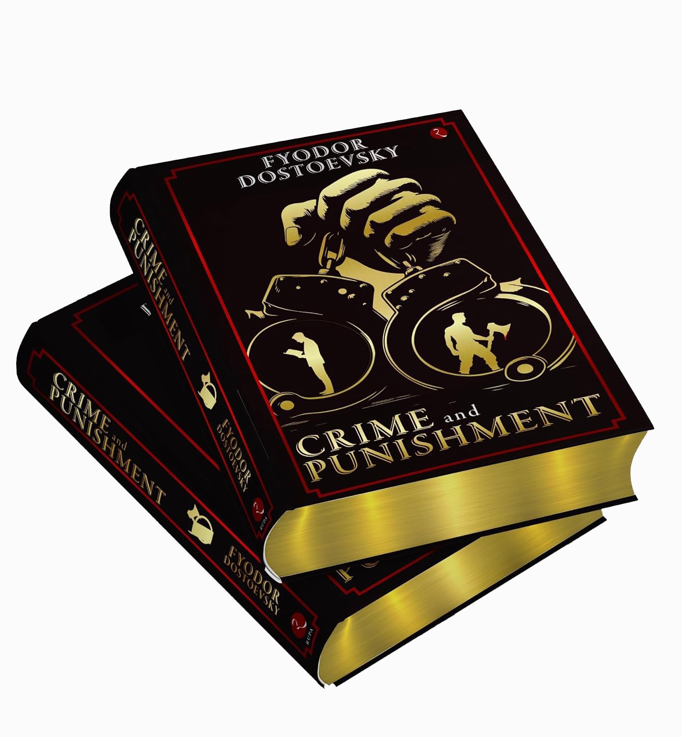 Crime and Punishment by Fyodor Dostoevsky - open pages of the leather bound edition