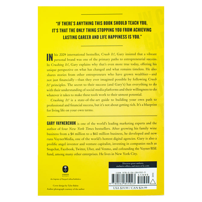 Crushing It! by Gary Vaynerchuk - Paperback spine view, Harper Business