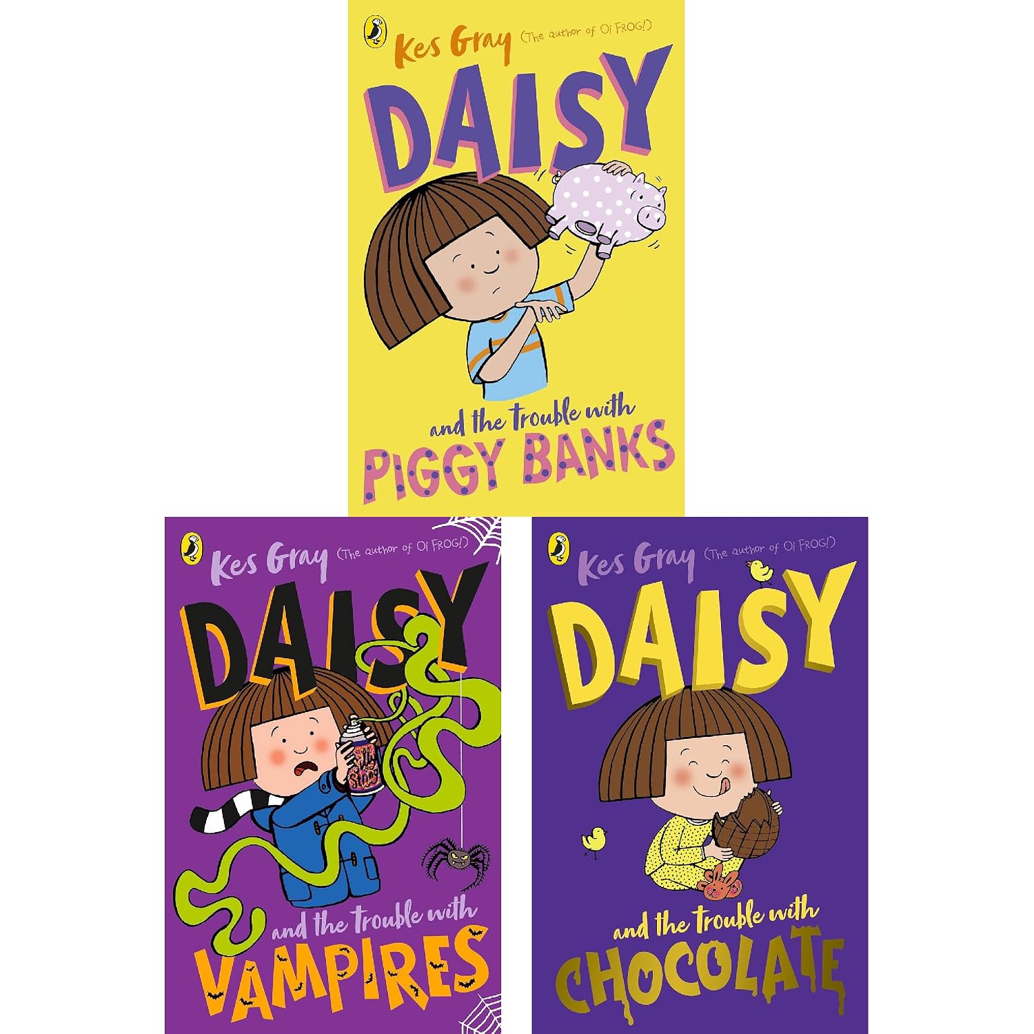 Daisy and the Trouble with London and Space paperback books, Kes Gray childrens fiction set