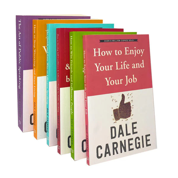 Back cover view of the Dale Carnegie 6 Books Collection Set paperback, personal development and self-help titles
