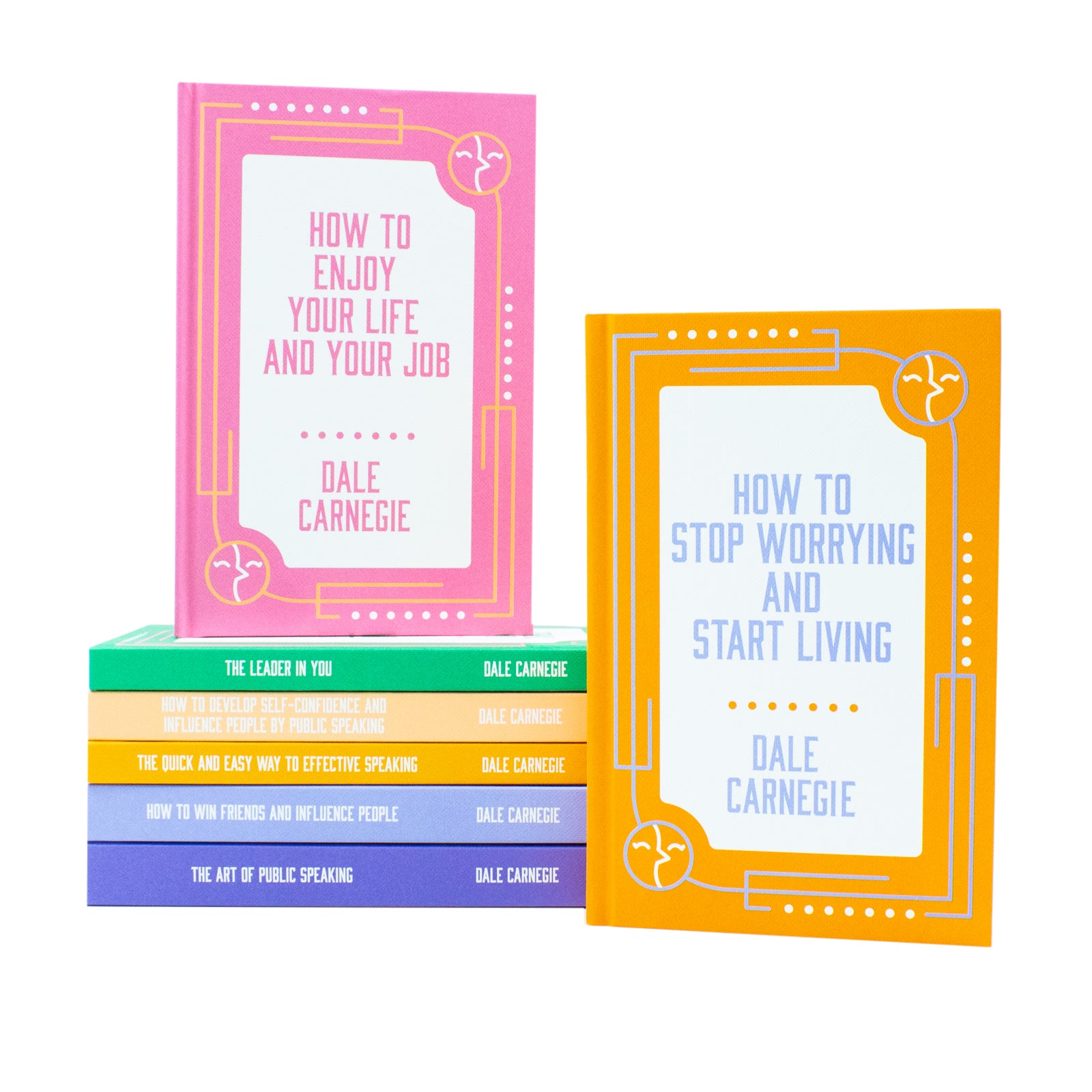 Dale Carnegie 7 Book Collection hardback set stacked showing How to Stop Worrying and Start Living