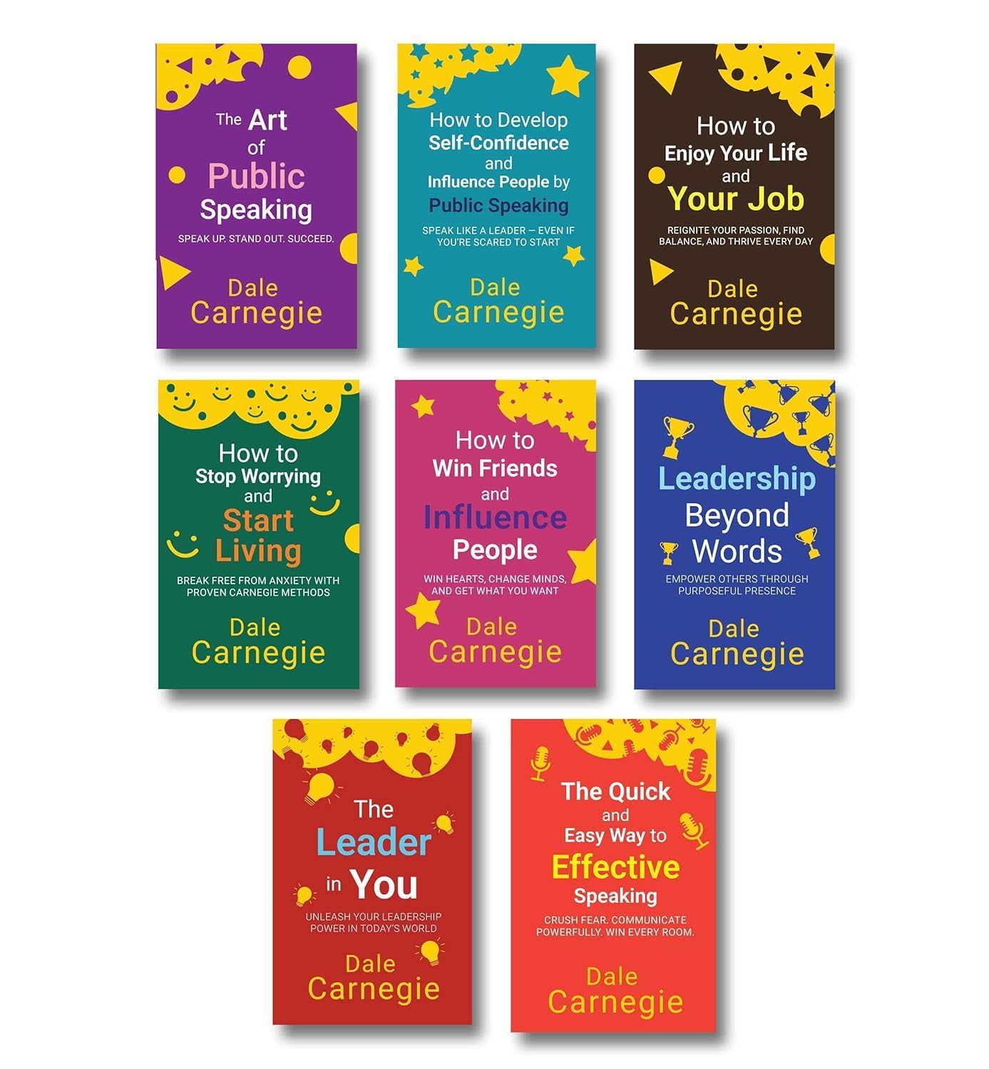 Dale Carnegie 8 Books Collection Set paperback - all eight titles displayed