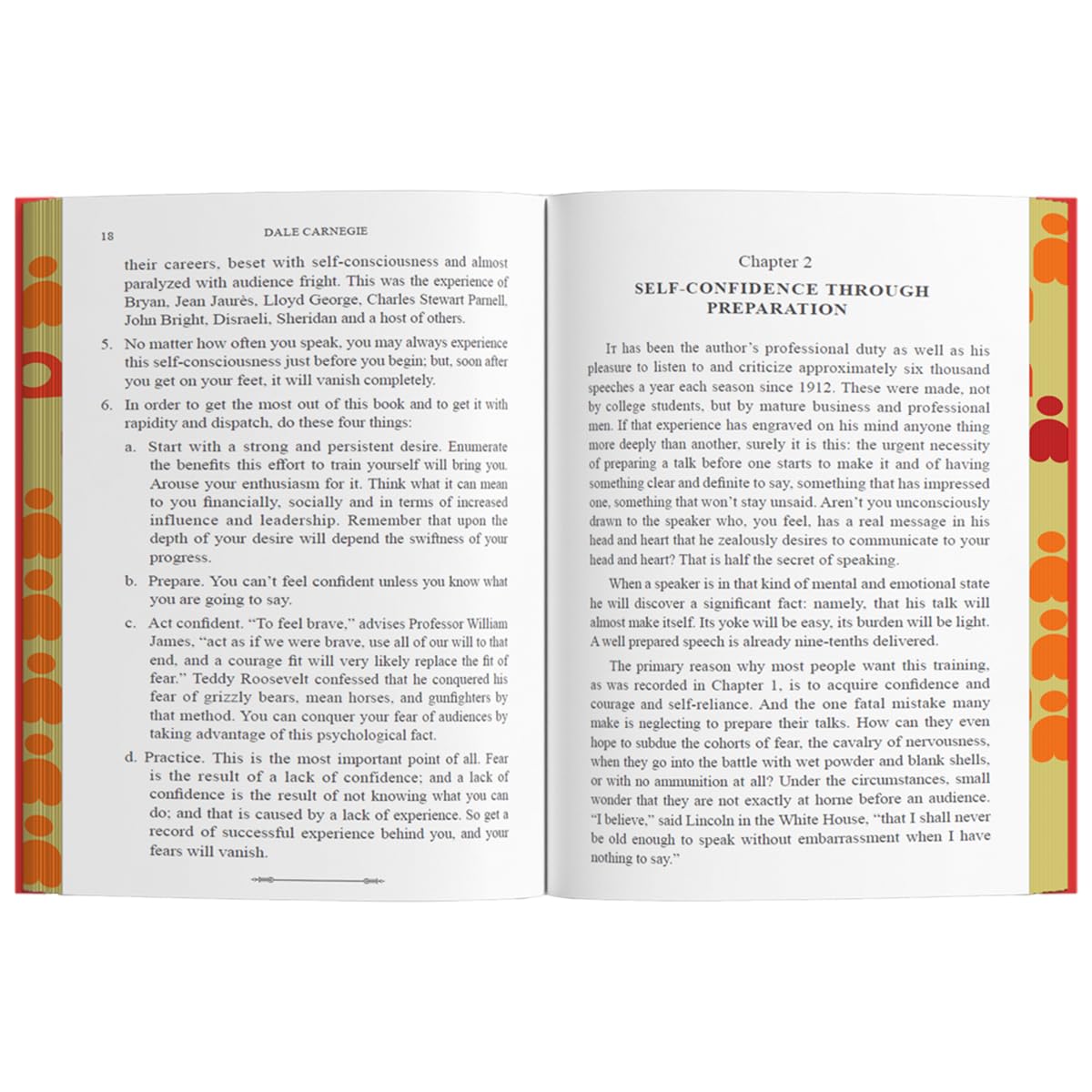 How to Develop Self-Confidence and Influence People by Dale Carnegie - open pages inside the hardback