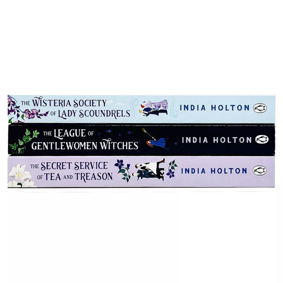 India Holton Dangerous Damsels paperback trilogy set - Wisteria Society of Lady Scoundrels and League of Gentlewomen Witches book covers