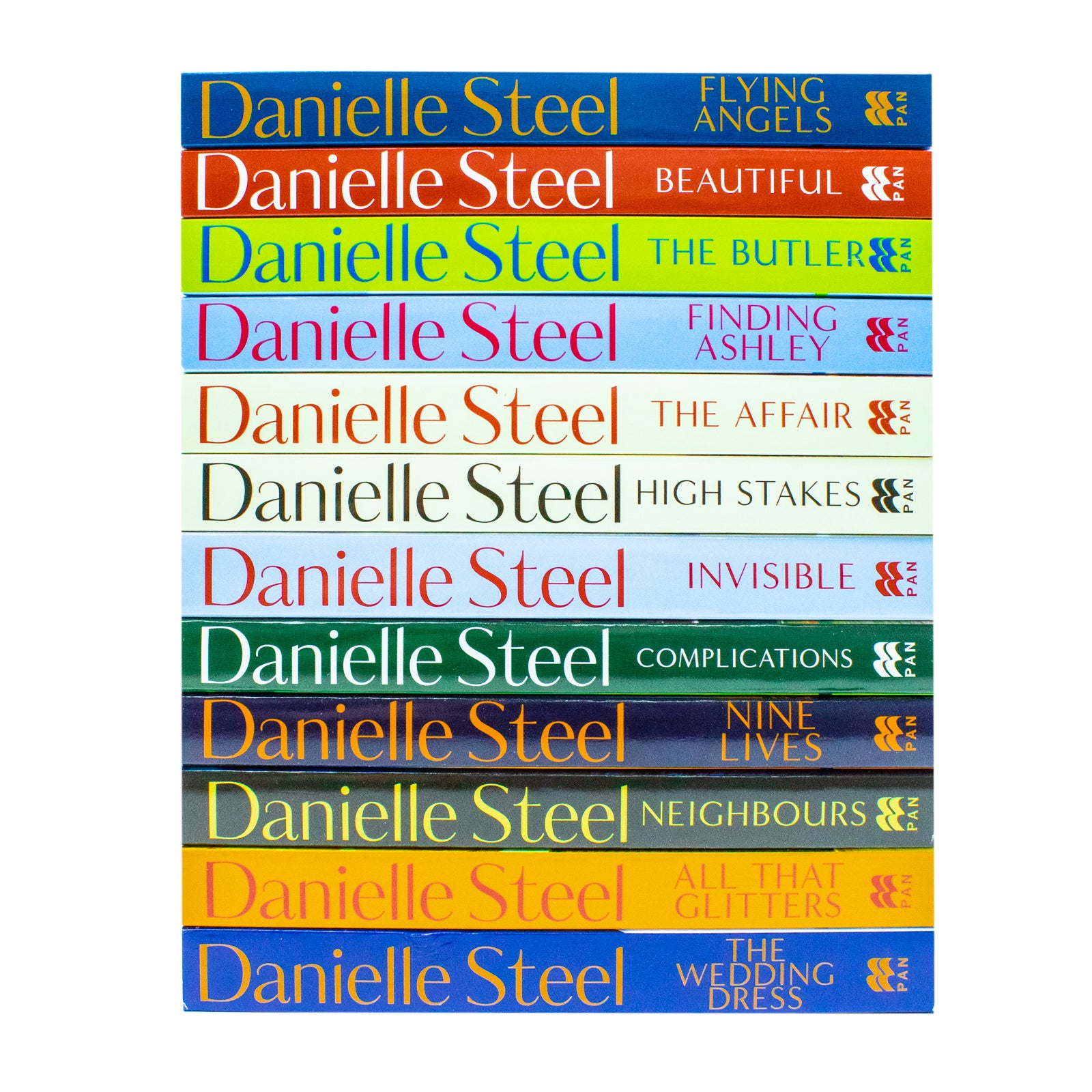 Danielle Steel 12 Books Collection Set paperback boxed set showing All That Glitters and The Wedding Dress covers