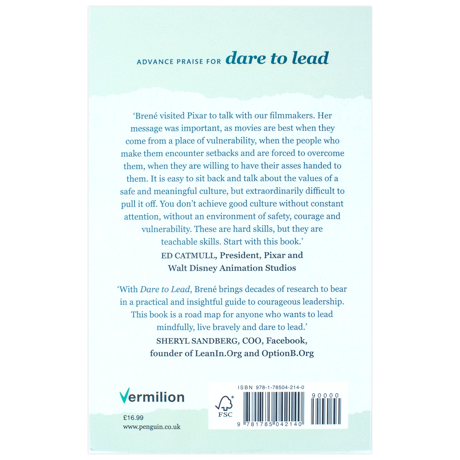 Dare to Lead by Brene Brown - Paperback leadership book, back cover with description