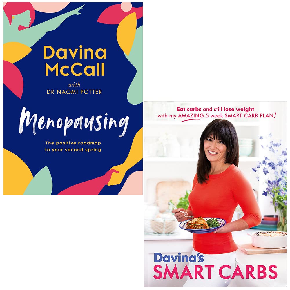 Davina McCall 2 Books Collection Set - Menopausing hardback and Davina's Smart Carbs paperback cover