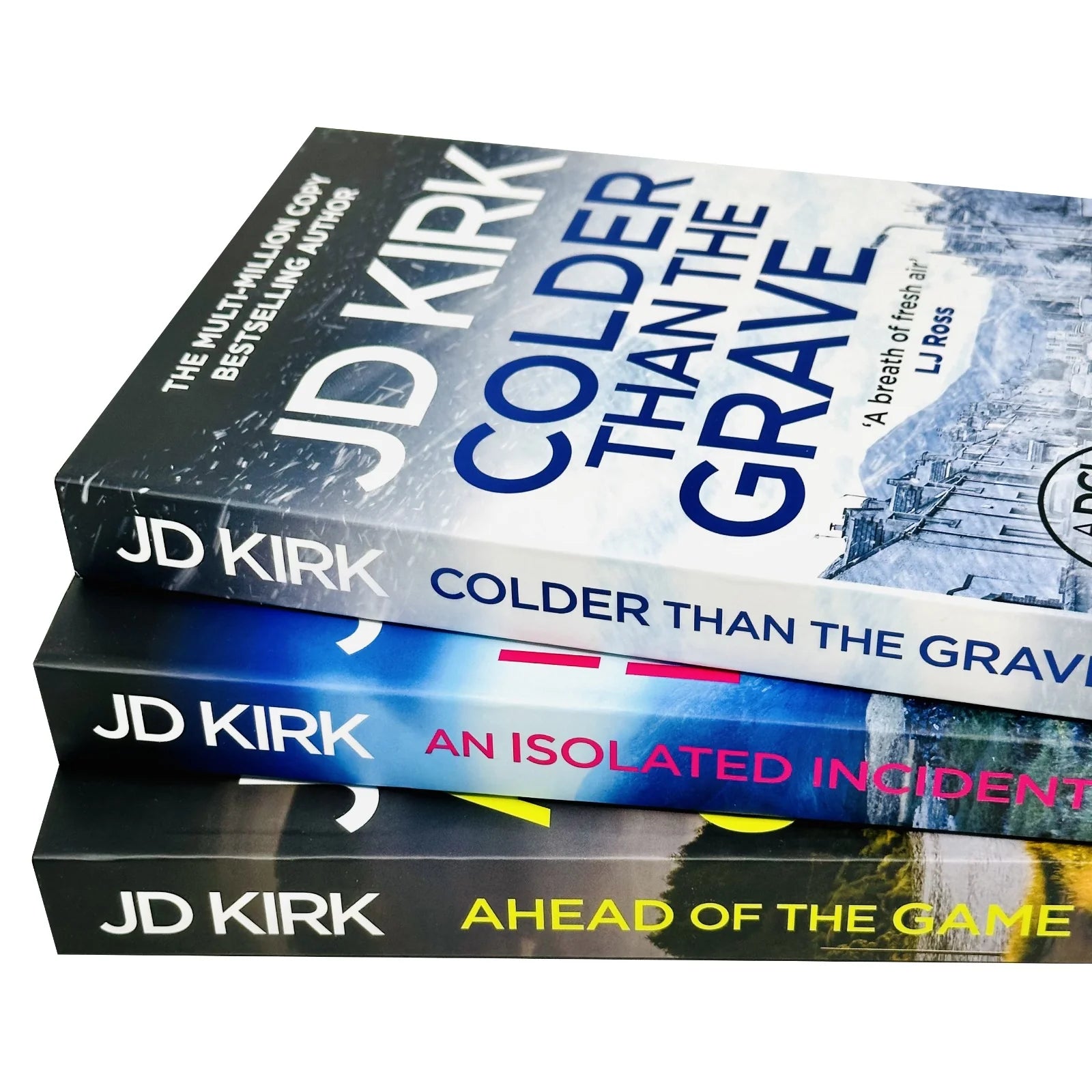DCI Logan Crime Thrillers 10-12 paperback set by JD Kirk - Scottish crime thriller books close up
