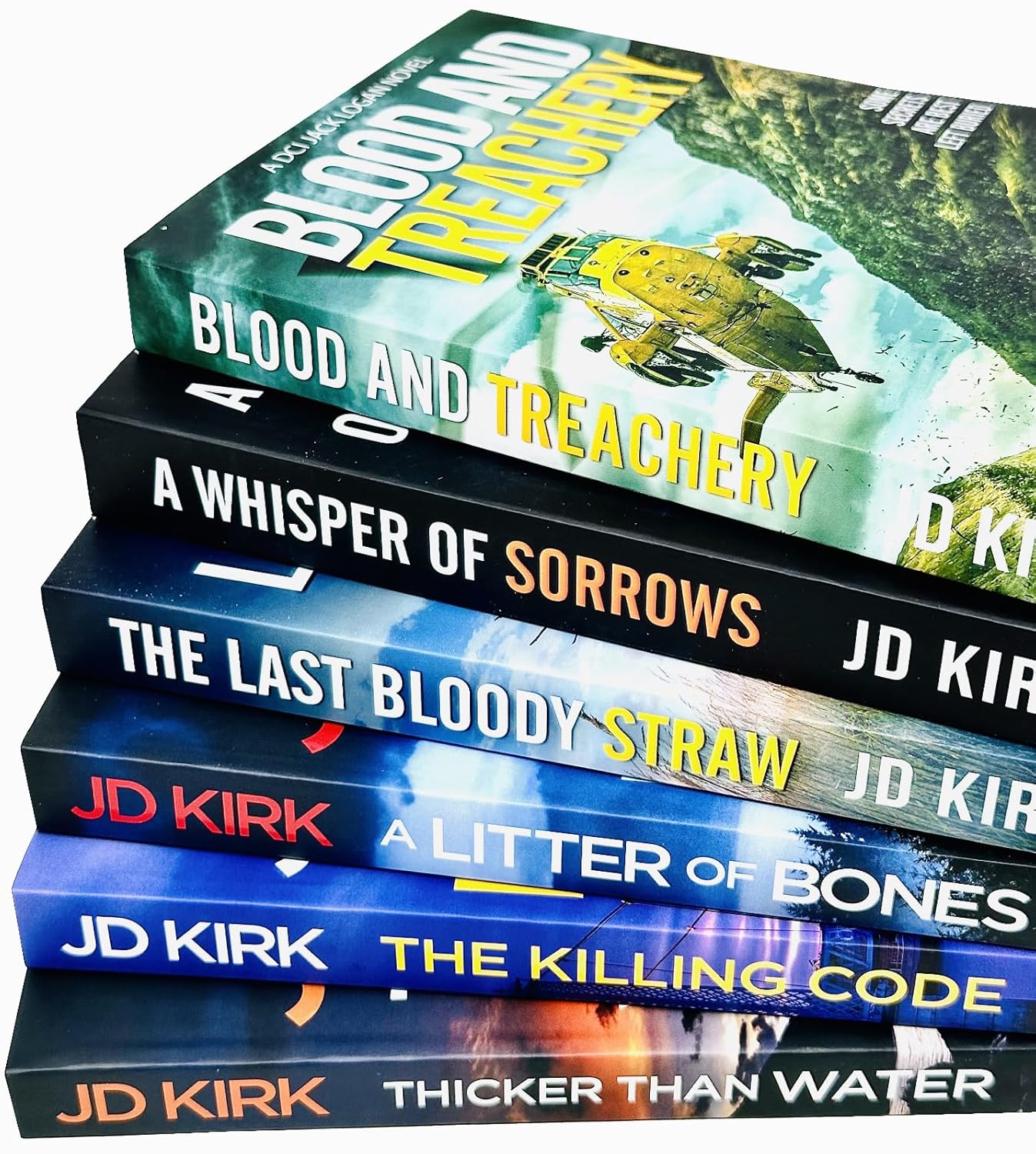 DCI Logan Crime Thrillers 1-6 Books Collection Set by JD Kirk - A Litter of Bones, Thicker Than Water, The Killing Code, Blood and Treachery, The Last Bloody Straw, A Whisper of Sorrows - Paperback Scottish Crime Fiction Set