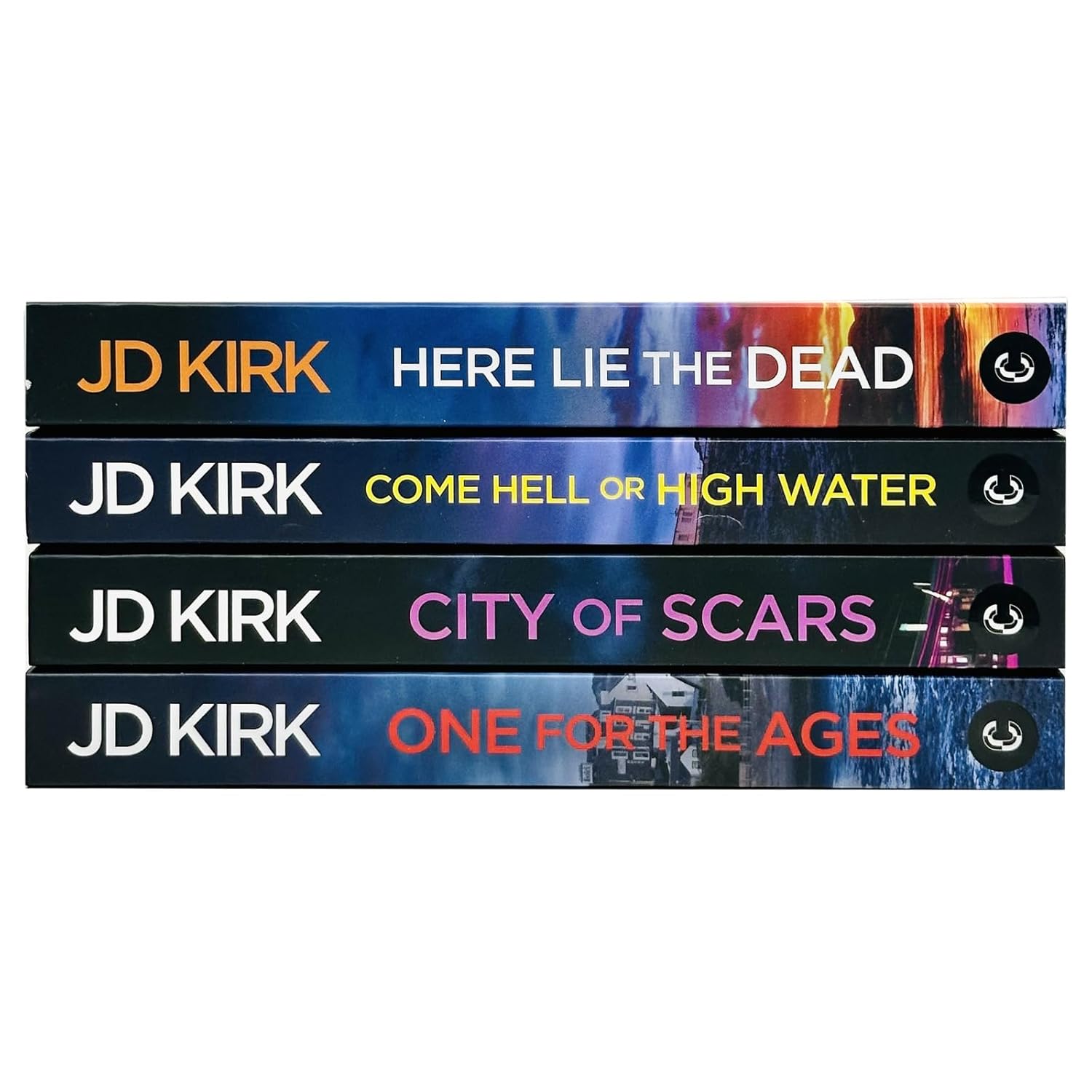Here Lie the Dead and One For the Ages - DCI Logan Crime Thrillers Books 15-16 by JD Kirk paperback covers