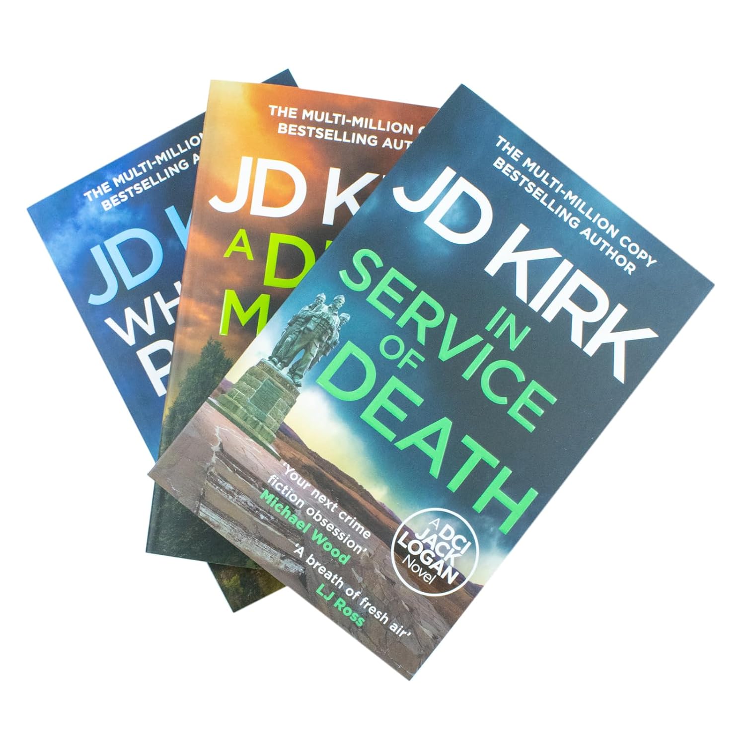 DCI Logan 3 book paperback crime thriller collection by JD Kirk stacked together