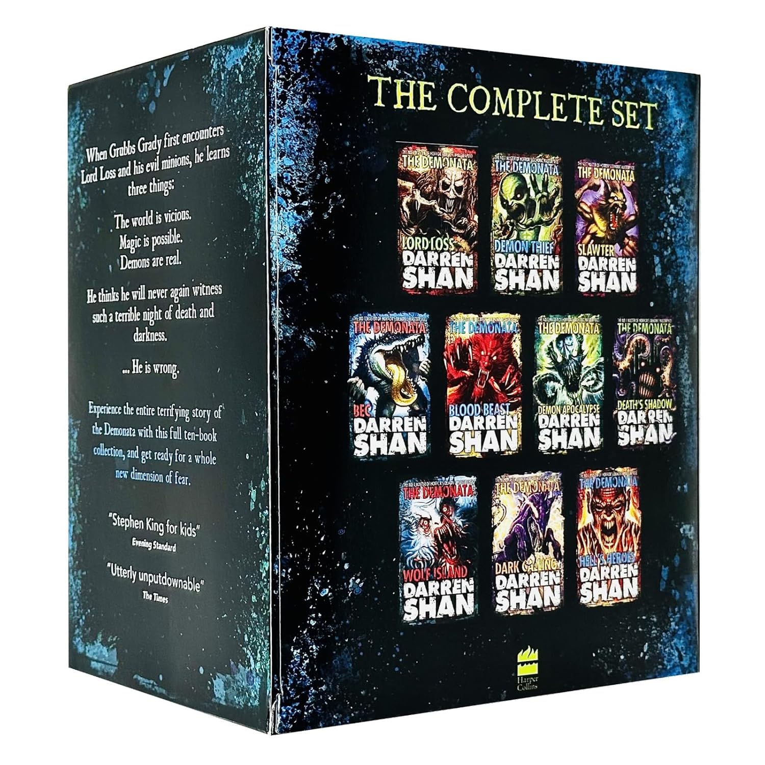 Demonata 10 book paperback collection covers by Darren Shan featuring Slawter, Bec and Blood Beast