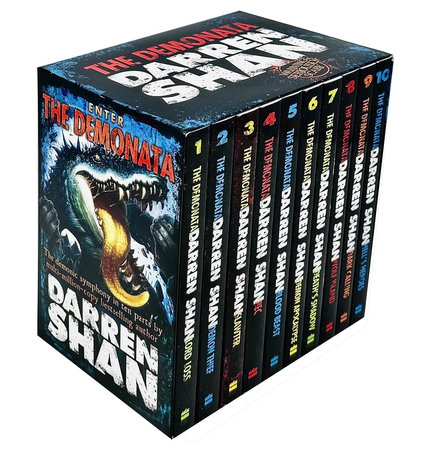 Demonata series 10 book paperback set by Darren Shan - complete YA horror-fantasy collection spines
