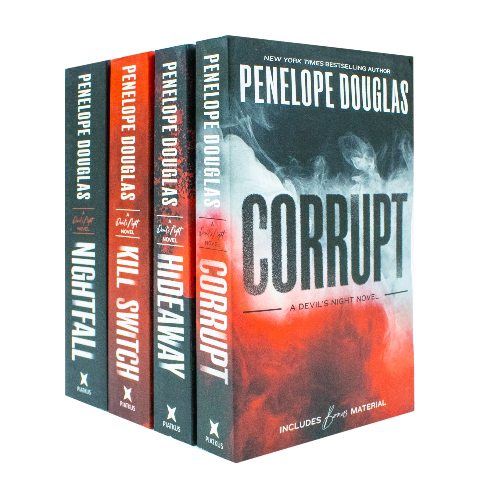 Devil's Night Series 4 Book Paperback Collection Set by Penelope Douglas - Corrupt, Hideaway, Kill Switch, Nightfall - Dark Romance for Adults