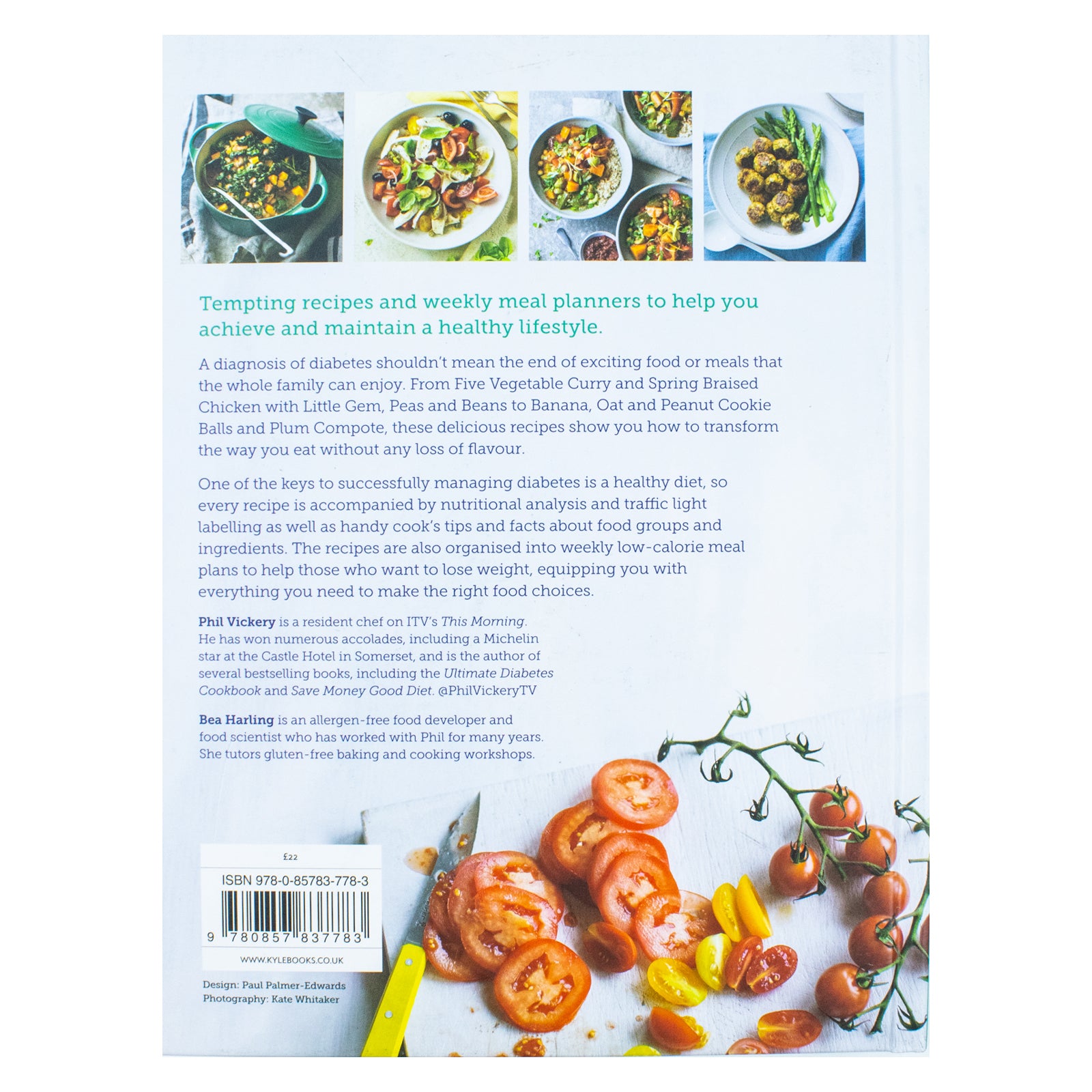 Diabetes Meal Planner by Phil Vickery - hardback cookbook recipe page with nutritional info