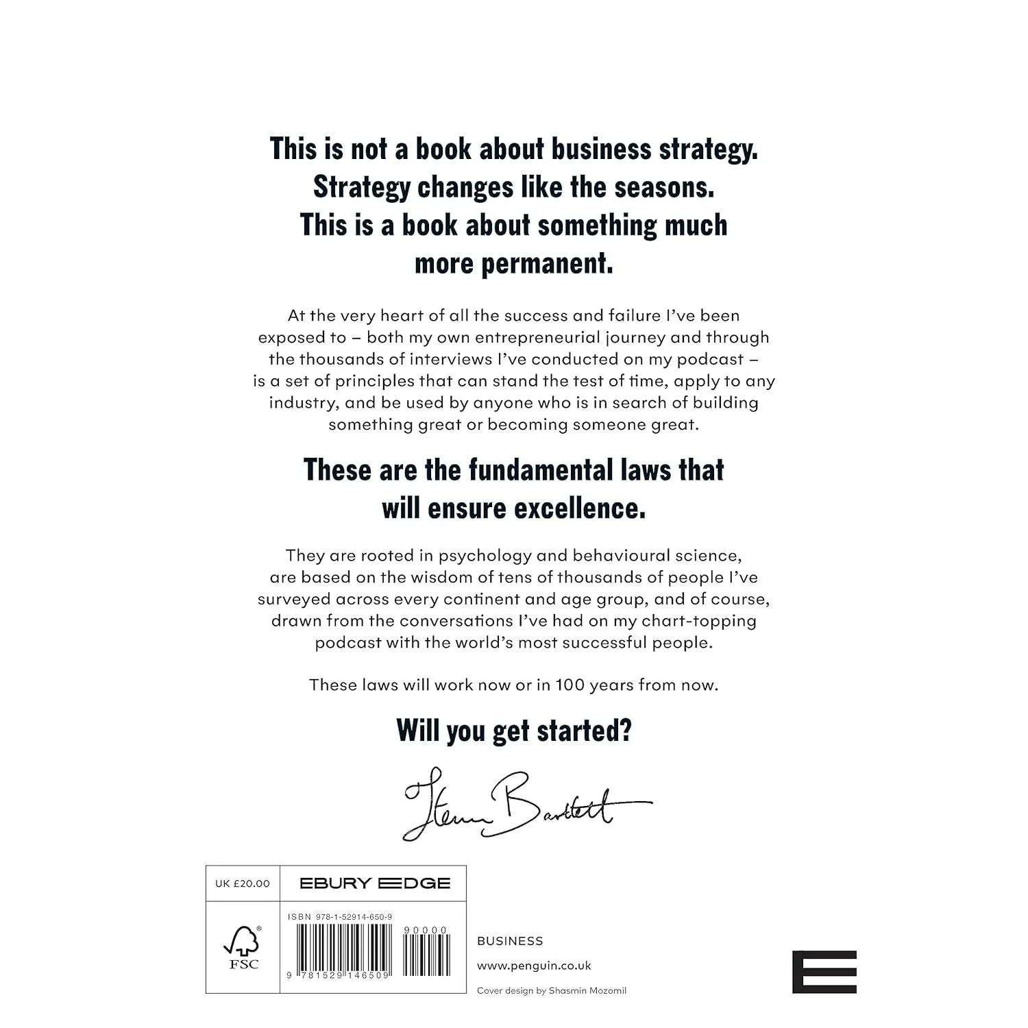 The Diary of a CEO: The 33 Laws of Business and Life by Steven Bartlett - back cover with 33 laws overview