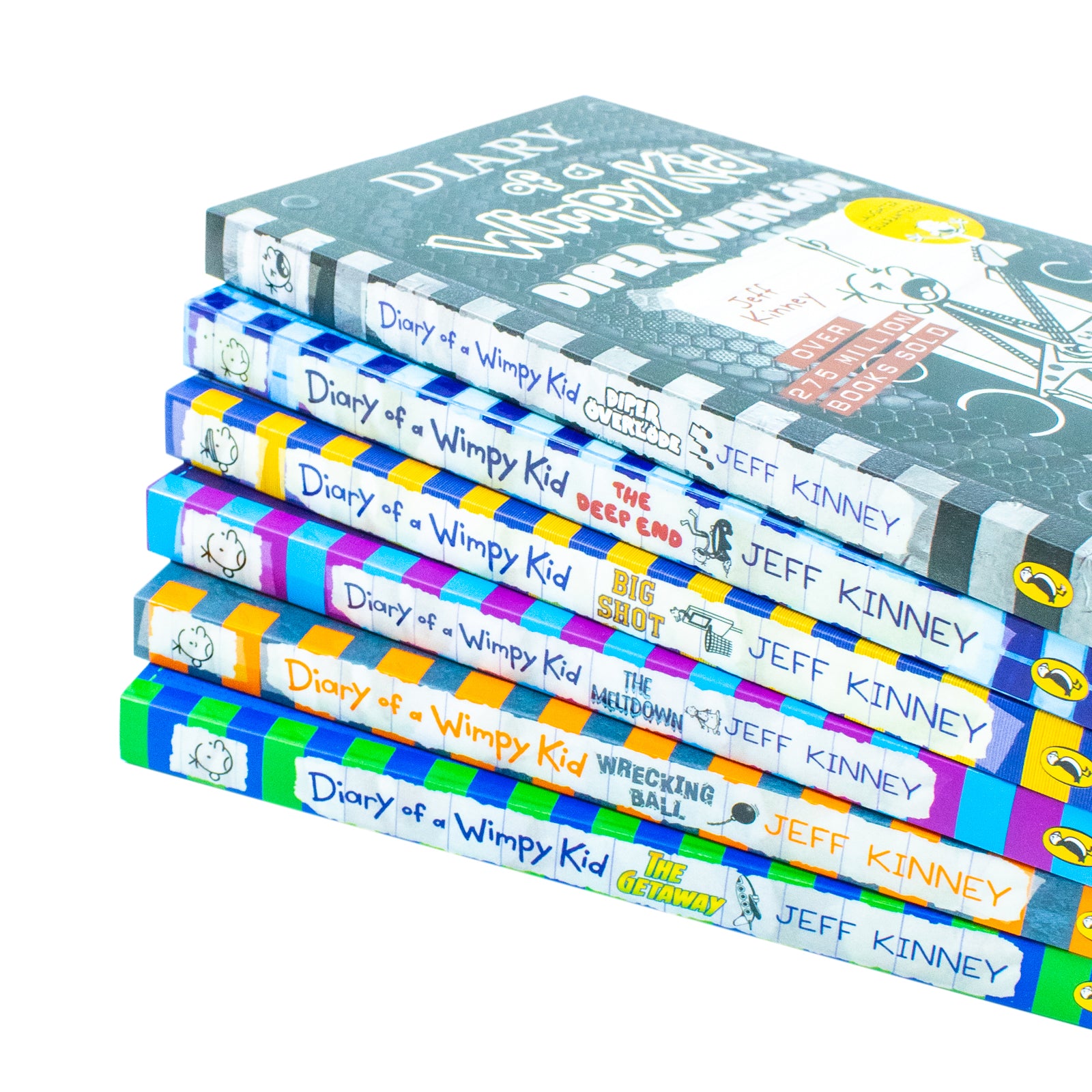 Diary of a Wimpy Kid Series 12-17 6 Books Collection Set by Jeff Kinney - Paperback - Close-up of cartoon cover art