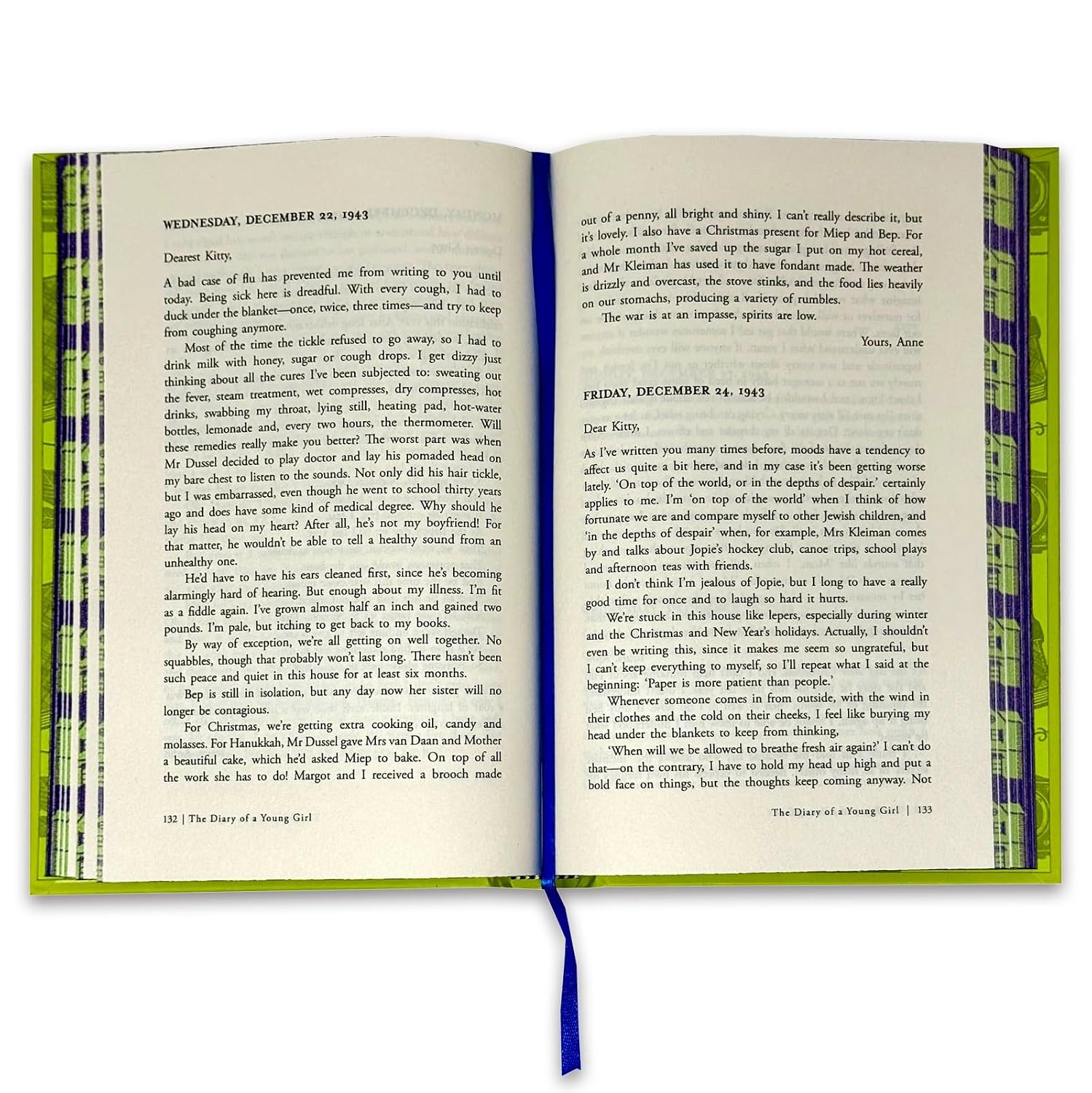 The Diary of a Young Girl by Anne Frank - Hardcover edition displayed, WWII memoir book